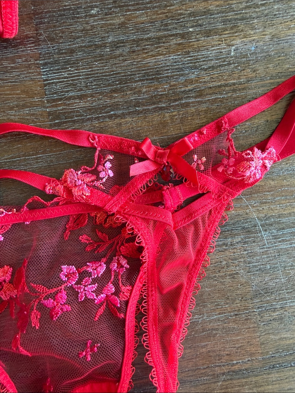 Victoria's Secret Red Ruffle & Embroidered Bikini Pieces - Picture 4 of 5